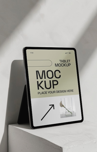 PSD top view on tablet mockup