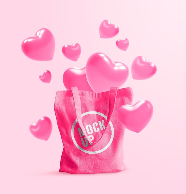 Tote bag mockup valentine