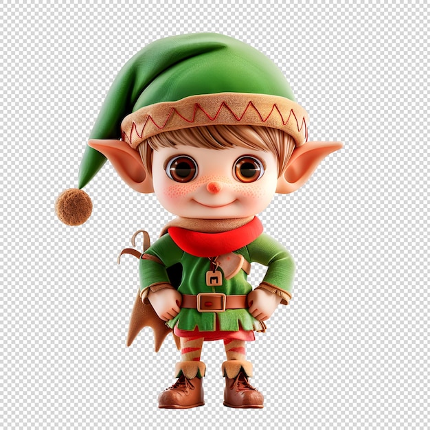 PSD a toy of a elf with a green outfit on it