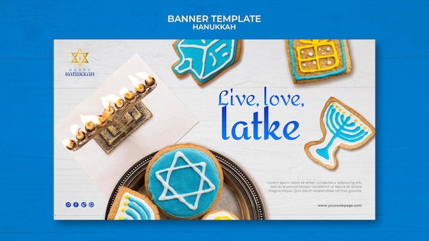 PSD traditional hanukkah horizontal banner template