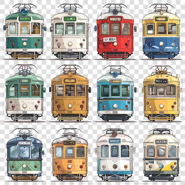 PSD trams transparent background watercolor clipart