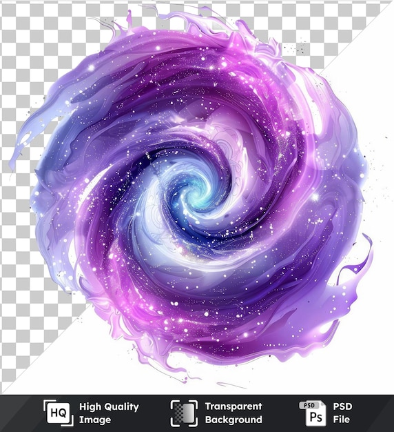 PSD transparent background psd abstract vector spirals symbol galaxy purple and white water splashing in the air