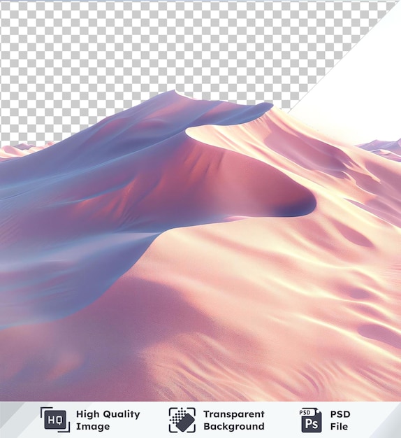 PSD transparent background with sand dunes blue sky clouds and shadow