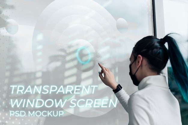 Transparent window screen mockup psd futuristic technology