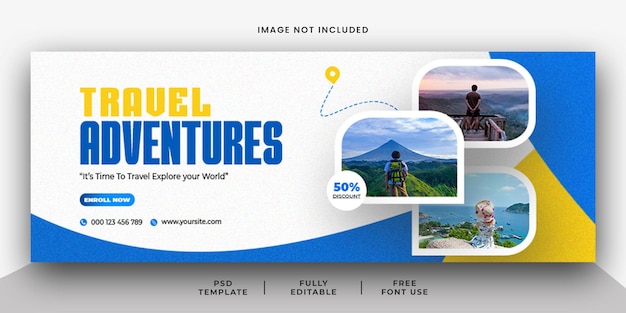 PSD travel adventure social media facebook cover banner template