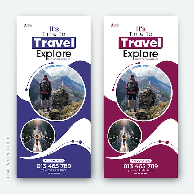 PSD travel and tourism roll up banner template for business or travel agency