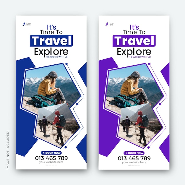 PSD travel and tourism roll up banner template for business or travel agency