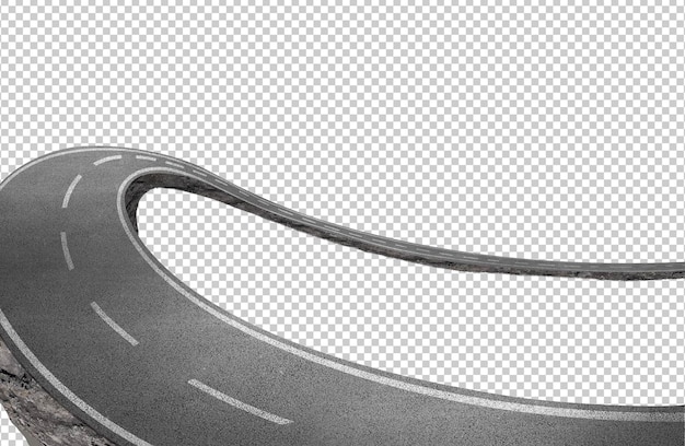 PSD travel and vacation road advertisement bending road and highway isolated in transparent png psd