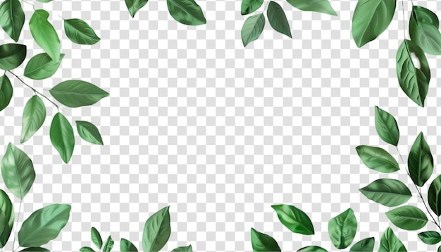 PSD tropical green leaves for decoration of art frame wallpaper card on transparent background