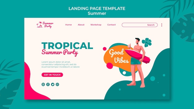 Tropical summer party landing page