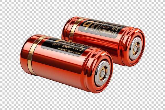 PSD tubular batteries isolated on transparent background