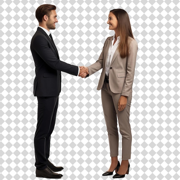 PSD two business people shaking hand isolated on transparent background psd file format