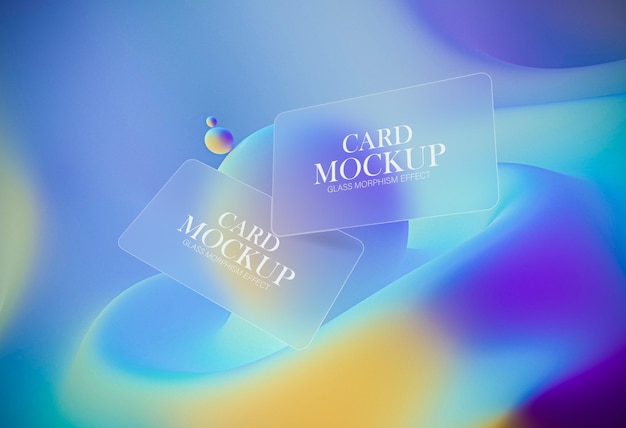 PSD two colorful glass morphism effect business card mockup design