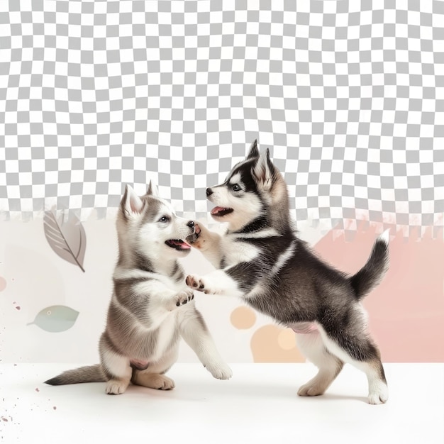 PSD two dogs are playing with each other and the background has a pink background