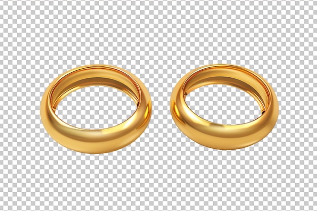 PSD two golden rings isolated on transparent background