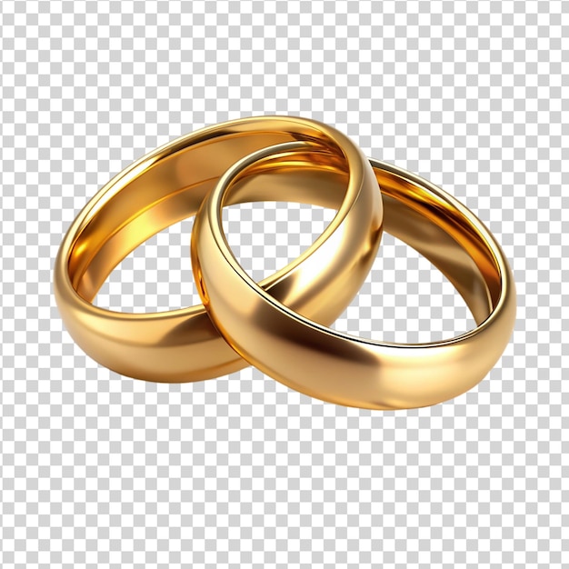 PSD two golden wedding rings isolated on white background