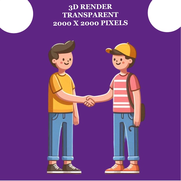 PSD two men shaking hands in front of a purple background with the words quot 3d quot