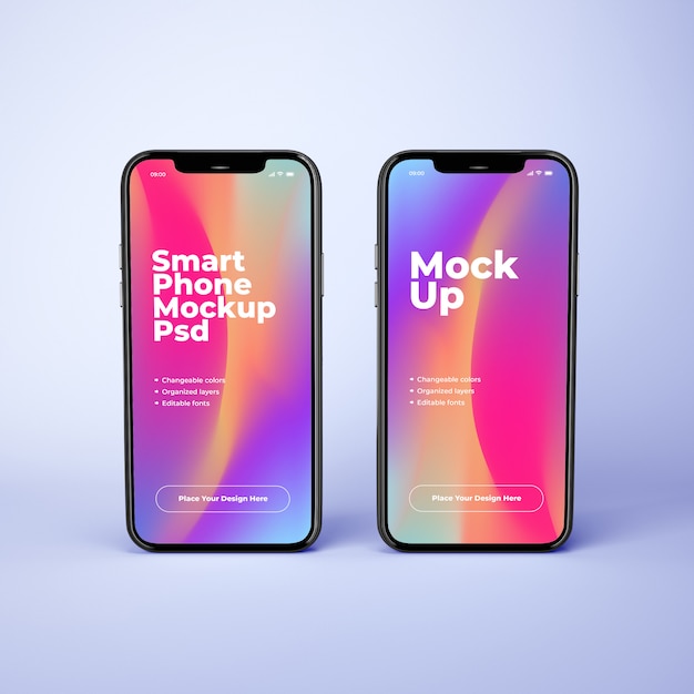 Two mobile phone mockups with changeable background colors