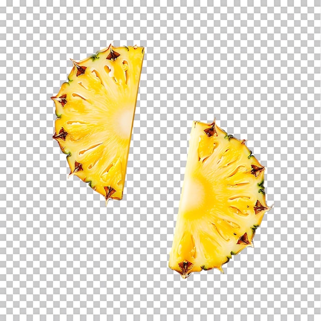 PSD two slices of pineapple isolated on a transparent background