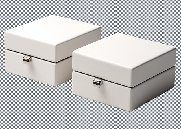 PSD two white boxes with silver handles on a checkered background