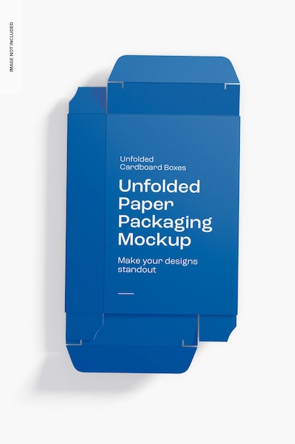 PSD unfolded paper packaging mockup