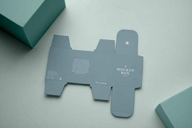 Unfolded rectangle paper box mock-up