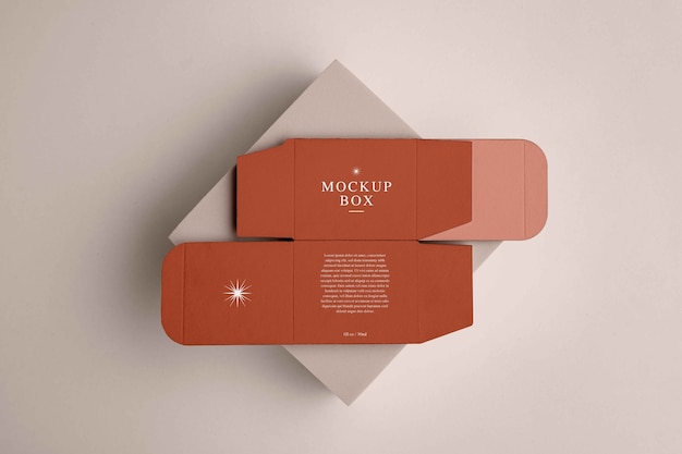 Unfolded rectangle paper box mock-up