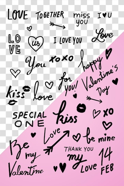 PSD valentine39s day greeting stickers png cute card decorations collection