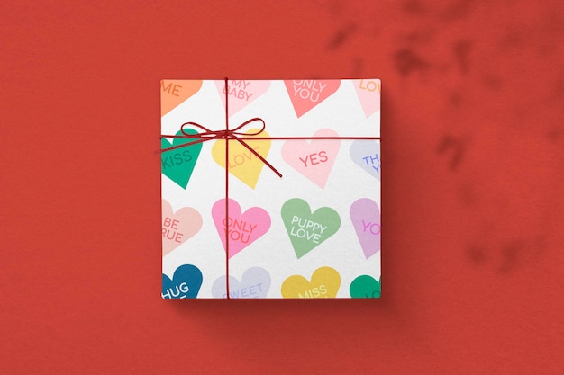 PSD valentines gift box mockup cute packaging psd