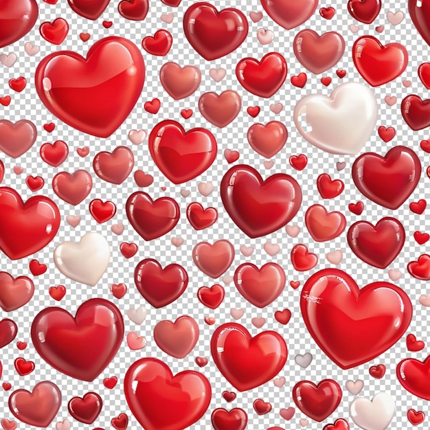 PSD valentines seamless heart shape pattern on transparent background