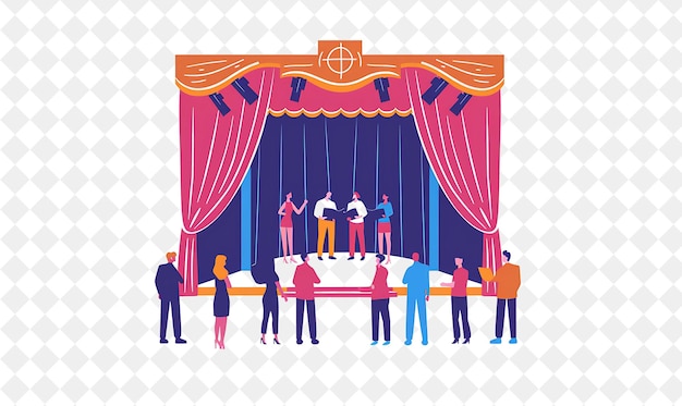 a vector illustration of a theatre with a group of people on the stage