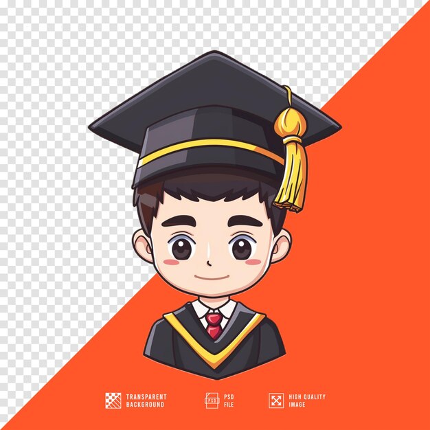 PSD vector man wearing graduation gown without background hd quality