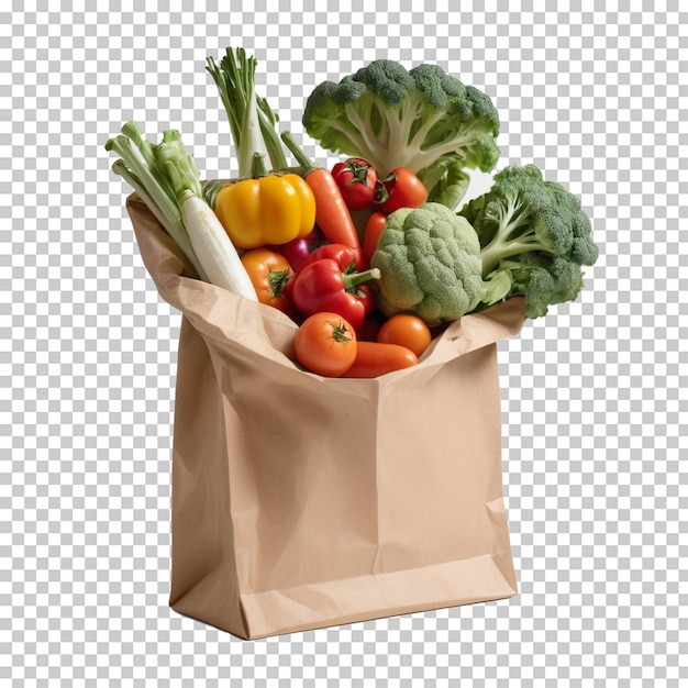 PSD vegetable and bag with transparent background