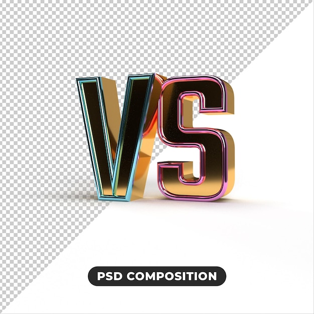 Versus concept metall 3d VS letters isolated on white background 3d rendering