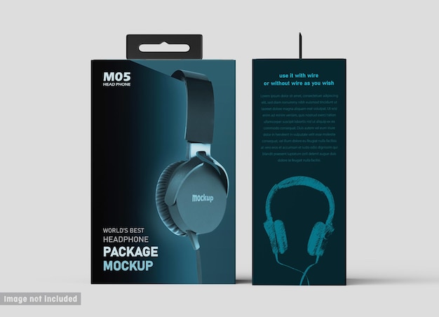 Vertical Headphone Package Box Mockup