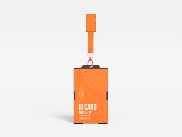 Vertical Id Card with Holder Mockup