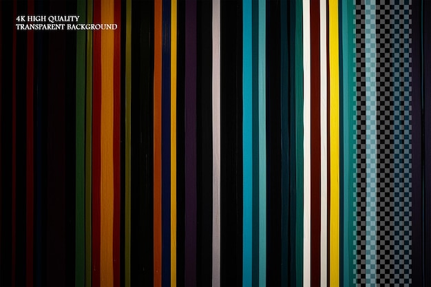 PSD a vertical line of colorful vertical stripes with differ on transparent background