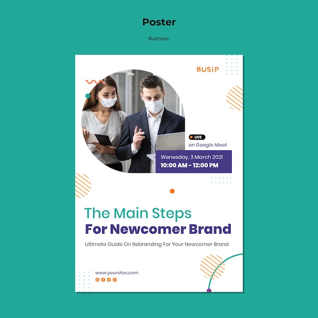 Vertical poster template for webinar and business startup