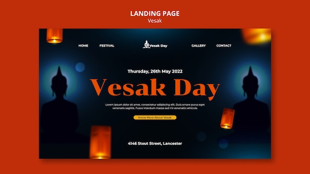 PSD vesak day landing page template