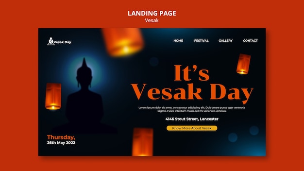 PSD vesak day landing page template