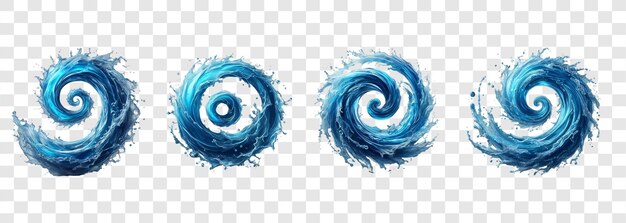 PSD vibrant blue water spiral splash in midmotion forming a swirling wave