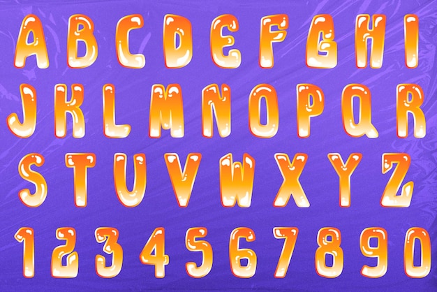 PSD vibrant mangothemed alphabet set