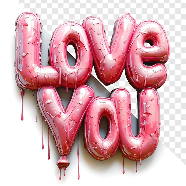 Vibrant Pink Love You Text