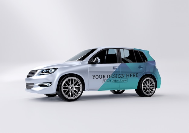 PSD view of a car wrap mockup