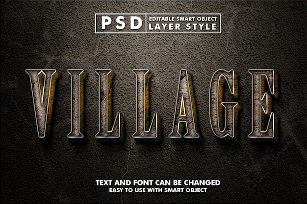 PSD village 3d text effect premium psd