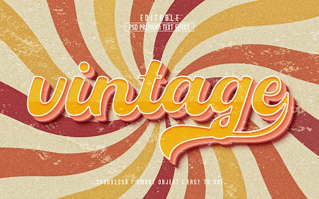 PSD vintage 3d editable psd text effect style