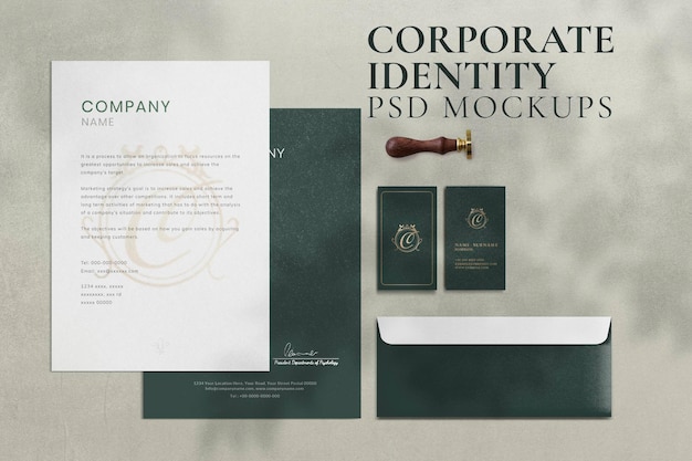 Vintage corporate identity mockup psd branding stationery set