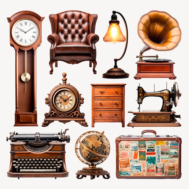 PSD vintage decor items collection