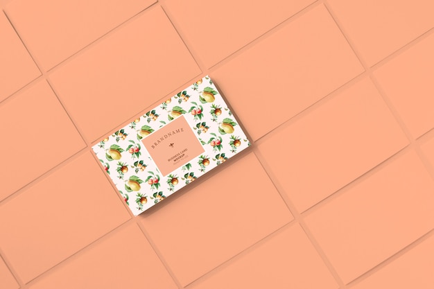 PSD vintage fruits business card template mockup