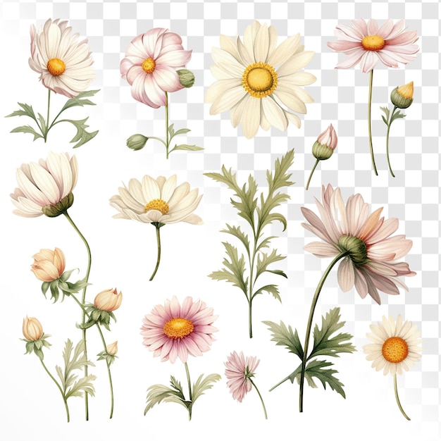 vintage illustrator daisy watercolor style